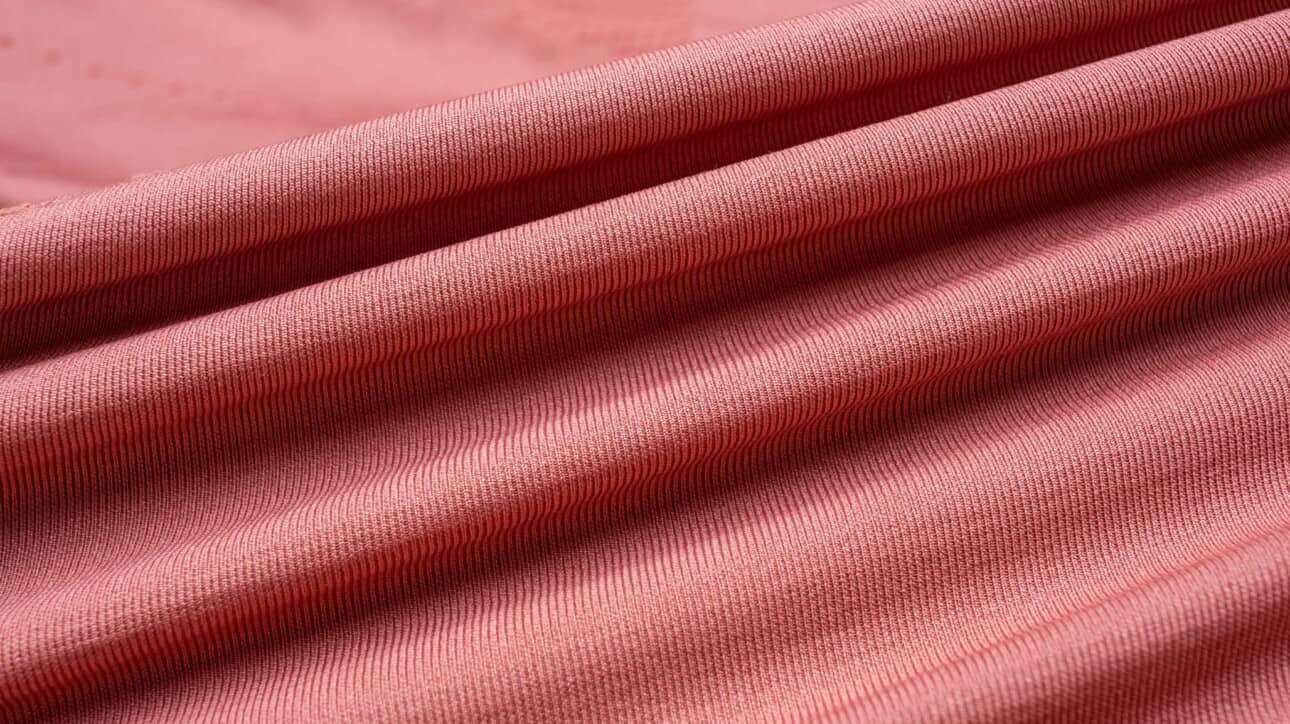 red fabric with folds.