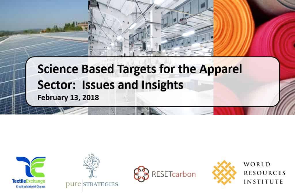 Science based Targets for the Apparel Sector - Textile Exchange