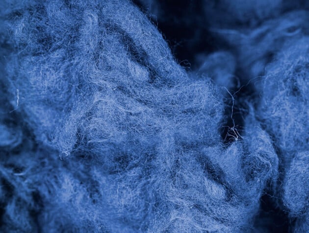blue polyester fibers.